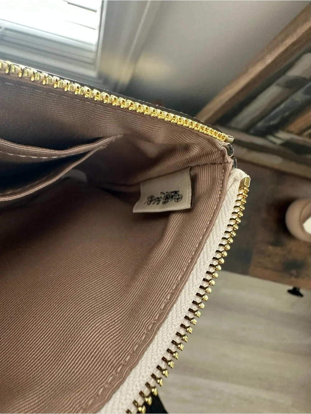 Coach Corner Zip Wristlet in Varsity Stripe